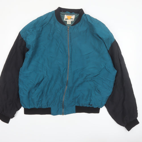 Protest Men's Blue Silk Bomber Jacket XL 90s Retro Full Zip