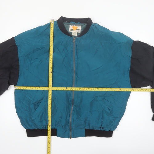 Protest Men's Blue Silk Bomber Jacket XL 90s Retro Full Zip
