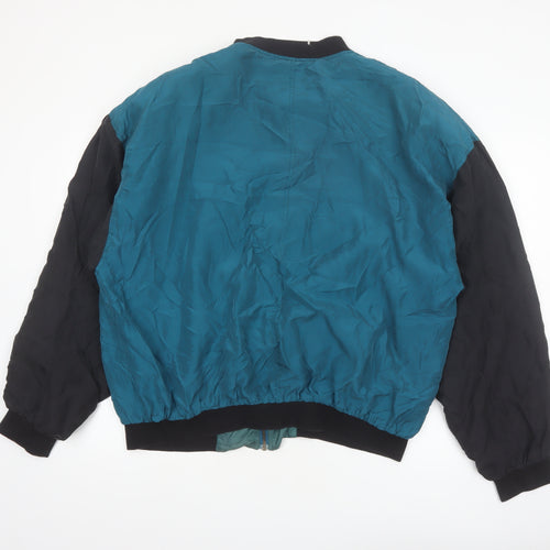 Protest Men's Blue Silk Bomber Jacket XL 90s Retro Full Zip