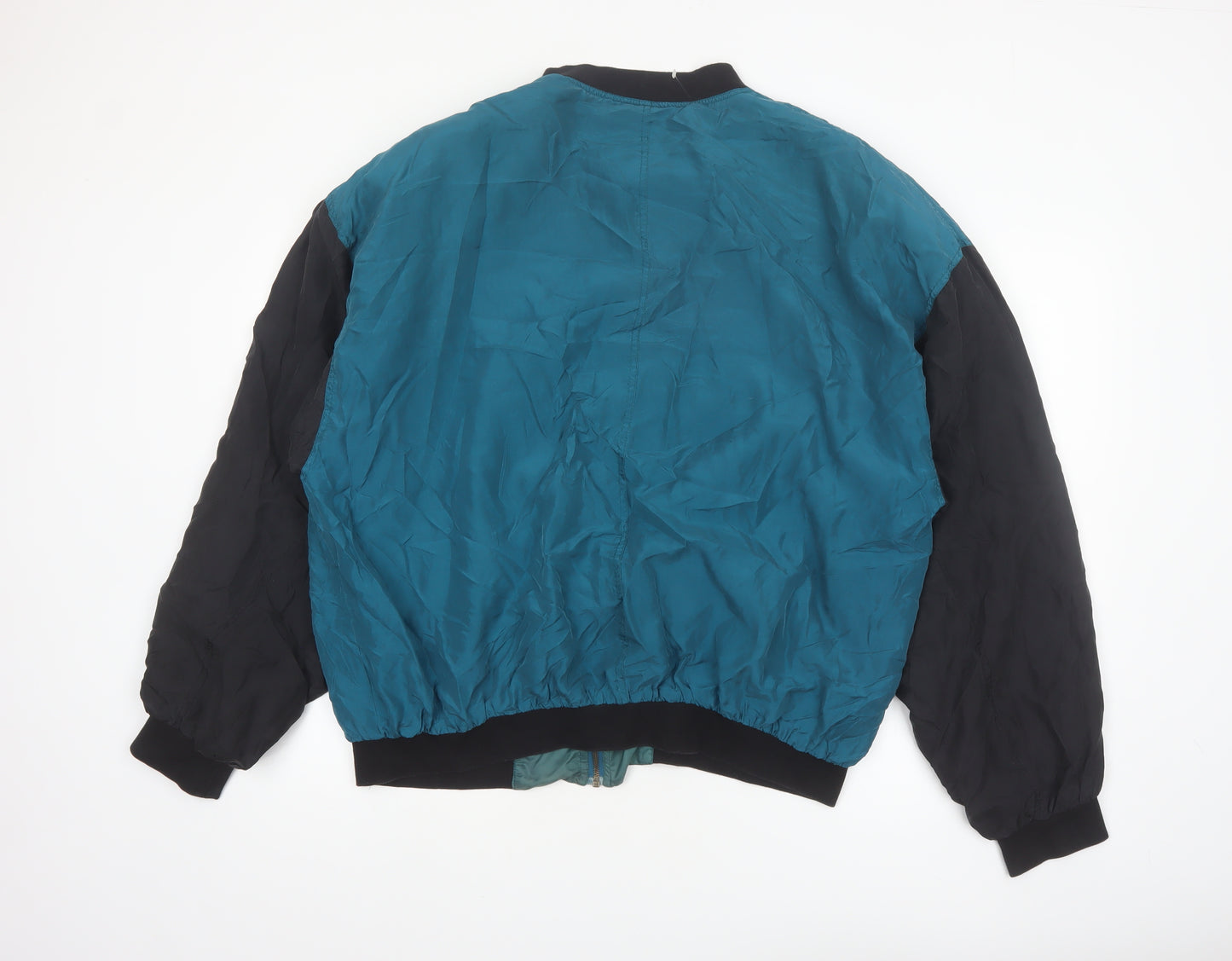 Protest Men's Blue Silk Bomber Jacket XL 90s Retro Full Zip