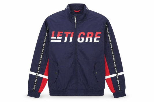 Front view of Le Tigre Men's Blue M Windbreaker Jacket Lightweight Casual