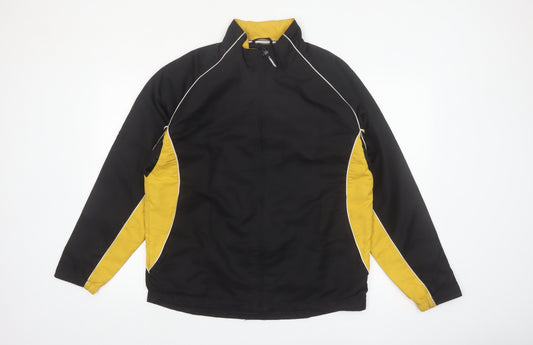 Landmark Men's Black Yellow Windbreaker Jacket Size S Polyester