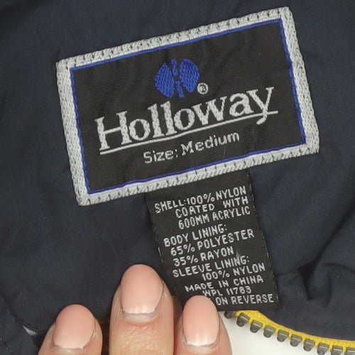 Holloway Men's Blue Yellow Windbreaker Jacket Medium Sports Full Zip