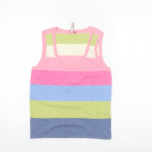 White Stuff Women's Multicoloured Striped Tank Top Size 12 Cotton Blend