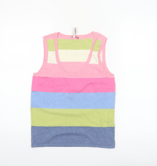 White Stuff Women's Multicoloured Striped Tank Top Size 12 Cotton Blend