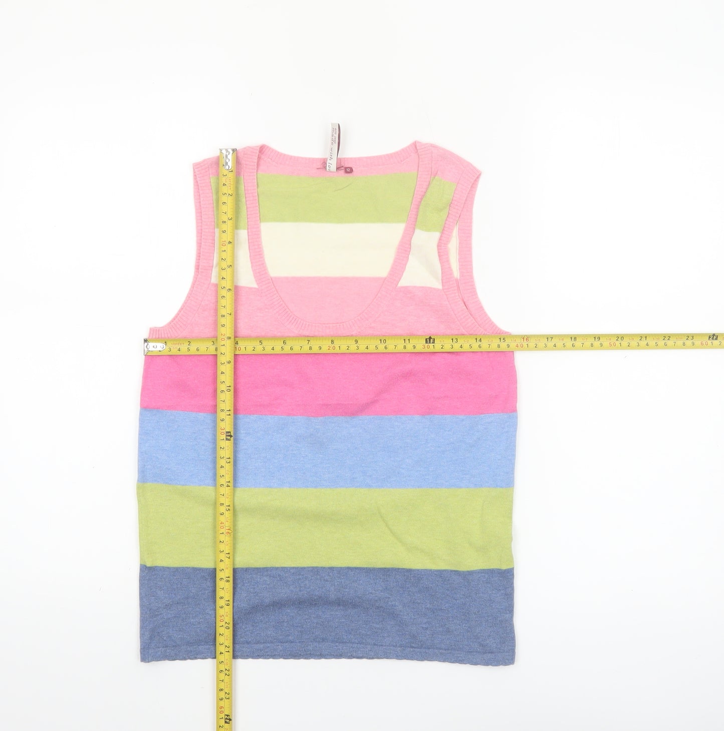 White Stuff Women's Multicoloured Striped Tank Top Size 12 Cotton Blend