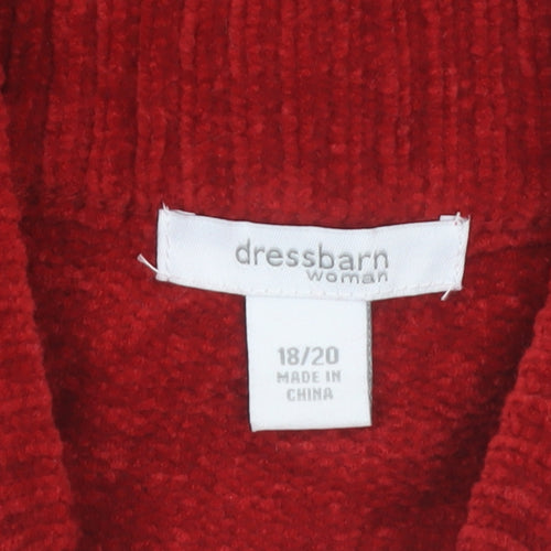 Dressbarn Women Red Fair Isle Full Zip Acrylic Knit Jumper Size 18
