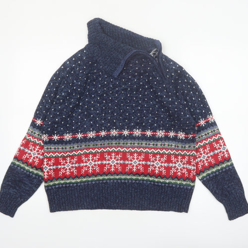 Tiara International Women's Navy Christmas Fair Isle Jumper L