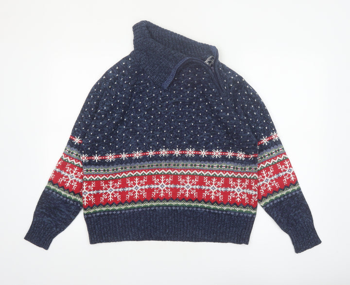 Tiara International Women's Navy Christmas Fair Isle Jumper L