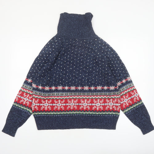Tiara International Women's Navy Christmas Fair Isle Jumper L