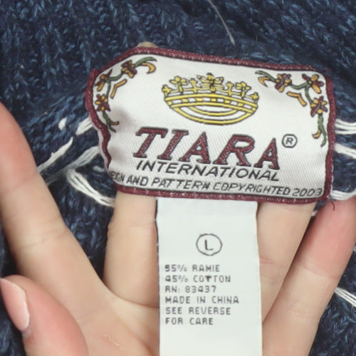 Tiara International Women's Navy Christmas Fair Isle Jumper L