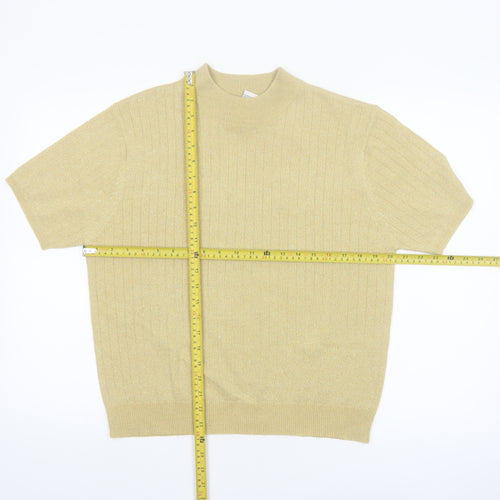 Sag Harbor Women's Beige Short Sleeve Mock Neck Pullover Jumper Size M