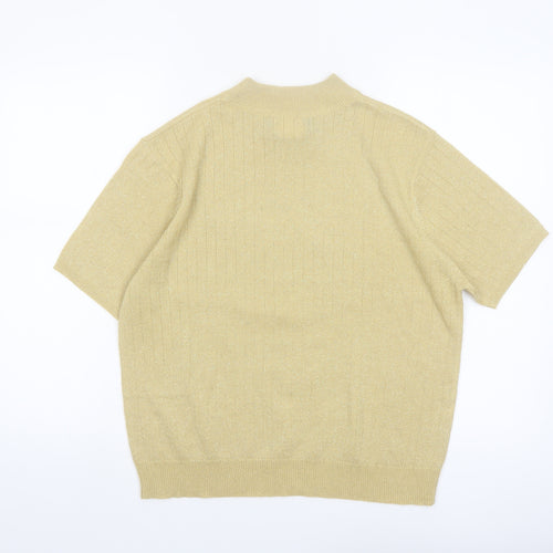 Sag Harbor Women's Beige Short Sleeve Mock Neck Pullover Jumper Size M