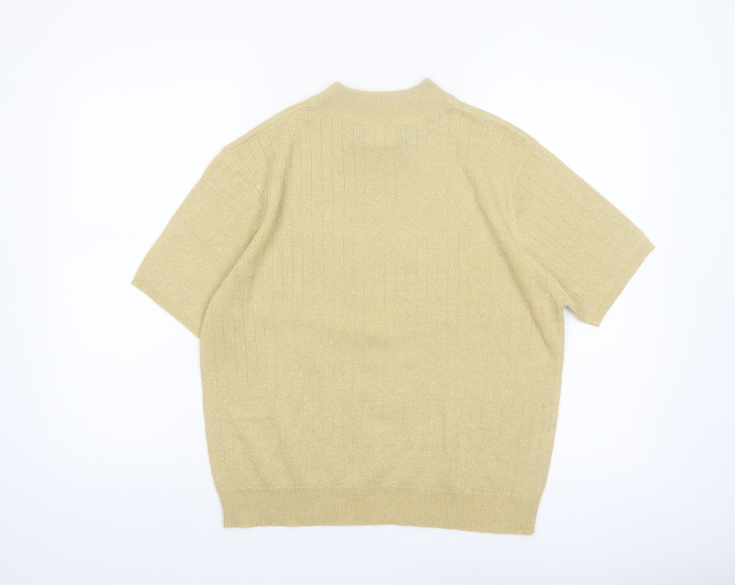 Sag Harbor Women's Beige Short Sleeve Mock Neck Pullover Jumper Size M