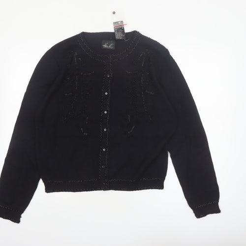 Kathie Lee Collection Women’s Black Beaded Cardigan Size L