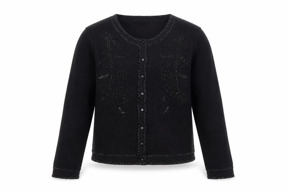 Kathie Lee Collection Women’s Black Beaded Cardigan Size L