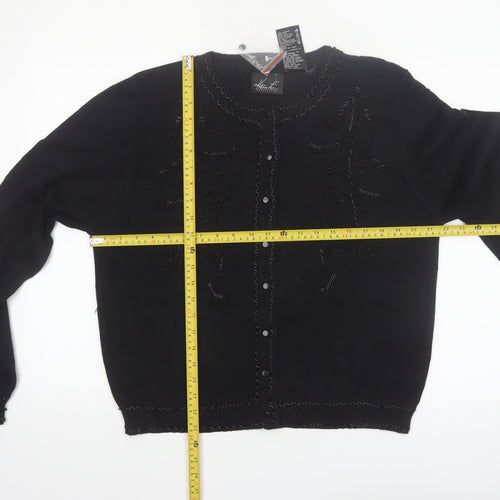 Kathie Lee Collection Women’s Black Beaded Cardigan Size L