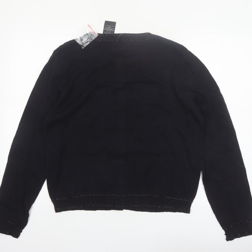 Kathie Lee Collection Women’s Black Beaded Cardigan Size L
