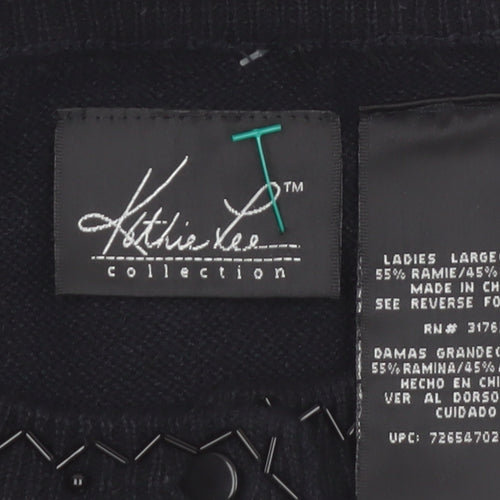 Kathie Lee Collection Women’s Black Beaded Cardigan Size L
