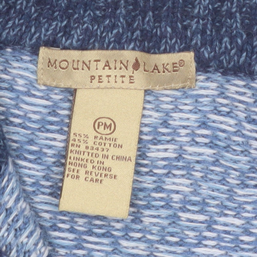 Mountain Lake Women's Blue Fair Isle Knit Full Zip Jumper Petite M