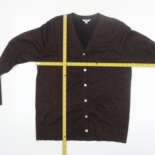 Tabi Women Brown V-Neck Button Knit Cardigan Size M