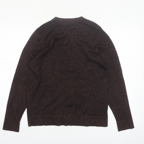 Tabi Women Brown V-Neck Button Knit Cardigan Size M
