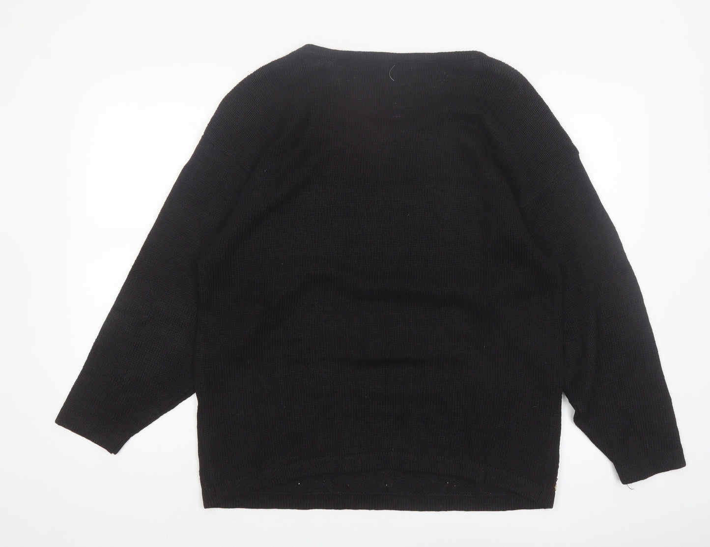 Victoria Harbour Womens Black L Beaded Knit Jumper Vintage Pullover