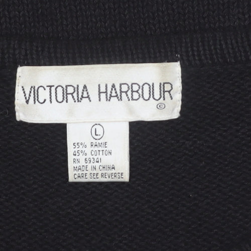 Victoria Harbour Womens Black L Beaded Knit Jumper Vintage Pullover