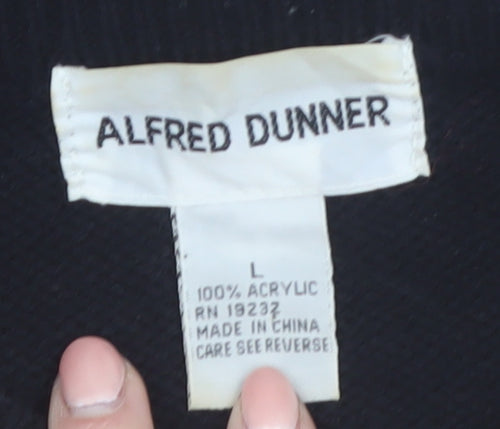 Alfred Dunner Women's Black Sequin Argyle Acrylic Jumper L