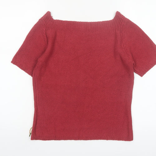 Susan Bristol Women's Red Silk Linen Knit Short Sleeve Blouse S