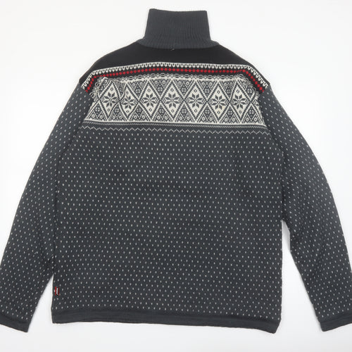 Maier Sports Men’s Grey Fair Isle Wool Blend 1/2 Zip Jumper 2XL