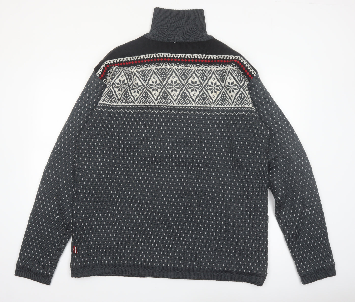 Maier Sports Men’s Grey Fair Isle Wool Blend 1/2 Zip Jumper 2XL