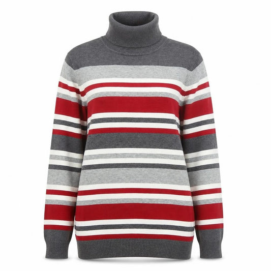Front view of Northern Reflections women’s multicoloured roll neck cotton jumper l