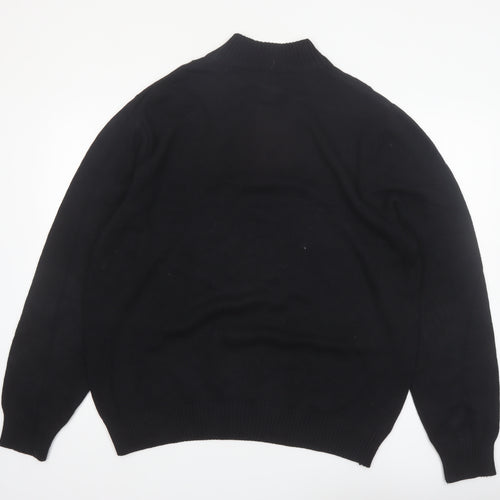 Geoffrey Beene Men's Black Argyle 1/2 Zip Cotton Jumper XL