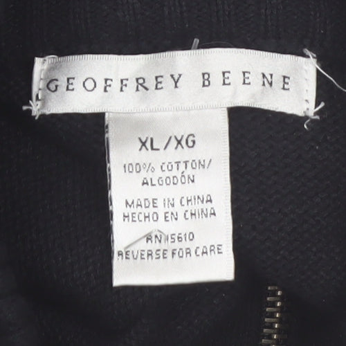 Geoffrey Beene Men's Black Argyle 1/2 Zip Cotton Jumper XL