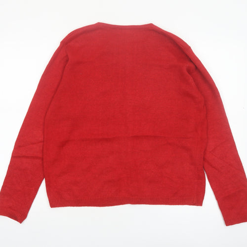Unnecessary Essentials Women's Red Floral Beaded Cardigan M