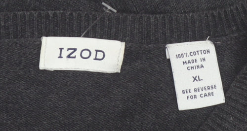IZOD Men's Grey Argyle V-Neck Cotton Jumper XL