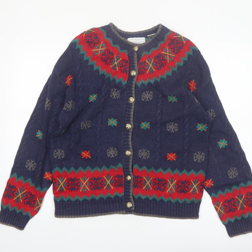 Portraits by Northern Isles Women's Blue Fair Isle Cardigan S Knit Jumper