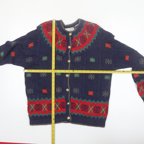 Portraits by Northern Isles Women's Blue Fair Isle Cardigan S Knit Jumper
