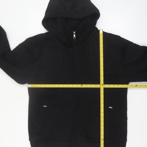 Royal Falcon Men's Black Wool Blend Hooded Full Zip Jumper L