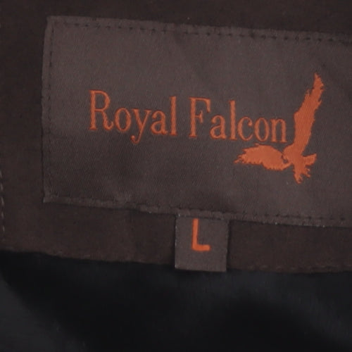 Royal Falcon Men's Black Wool Blend Hooded Full Zip Jumper L