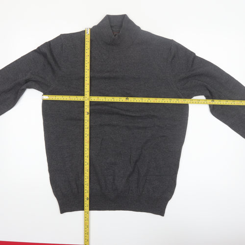 Black Brown 1826 Men's Grey Merino Wool Roll Neck Jumper M