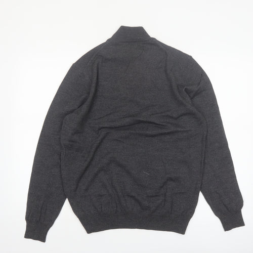 Black Brown 1826 Men's Grey Merino Wool Roll Neck Jumper M
