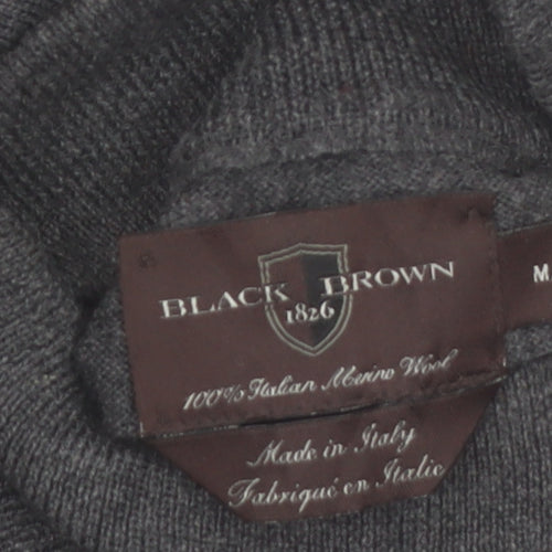 Black Brown 1826 Men's Grey Merino Wool Roll Neck Jumper M