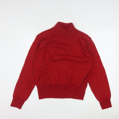 Dressbarn Women Red Roll Neck Pullover Jumper Size S Long Sleeve Knit