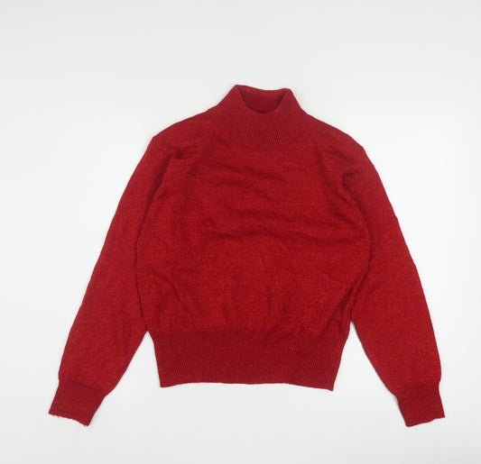 Dressbarn Women Red Roll Neck Pullover Jumper Size S Long Sleeve Knit