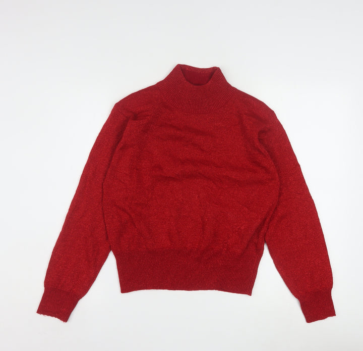 Dressbarn Women Red Roll Neck Pullover Jumper Size S Long Sleeve Knit