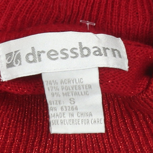 Dressbarn Women Red Roll Neck Pullover Jumper Size S Long Sleeve Knit