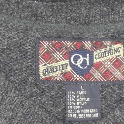 OCI Quality Clothing Men’s Grey Fair Isle Wool Knit Sleeveless Vest L