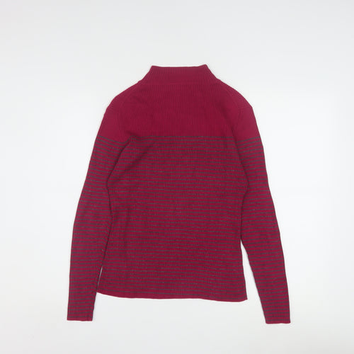Petite Sophisticate Women Red Striped Mock Neck Knit Jumper S Petite